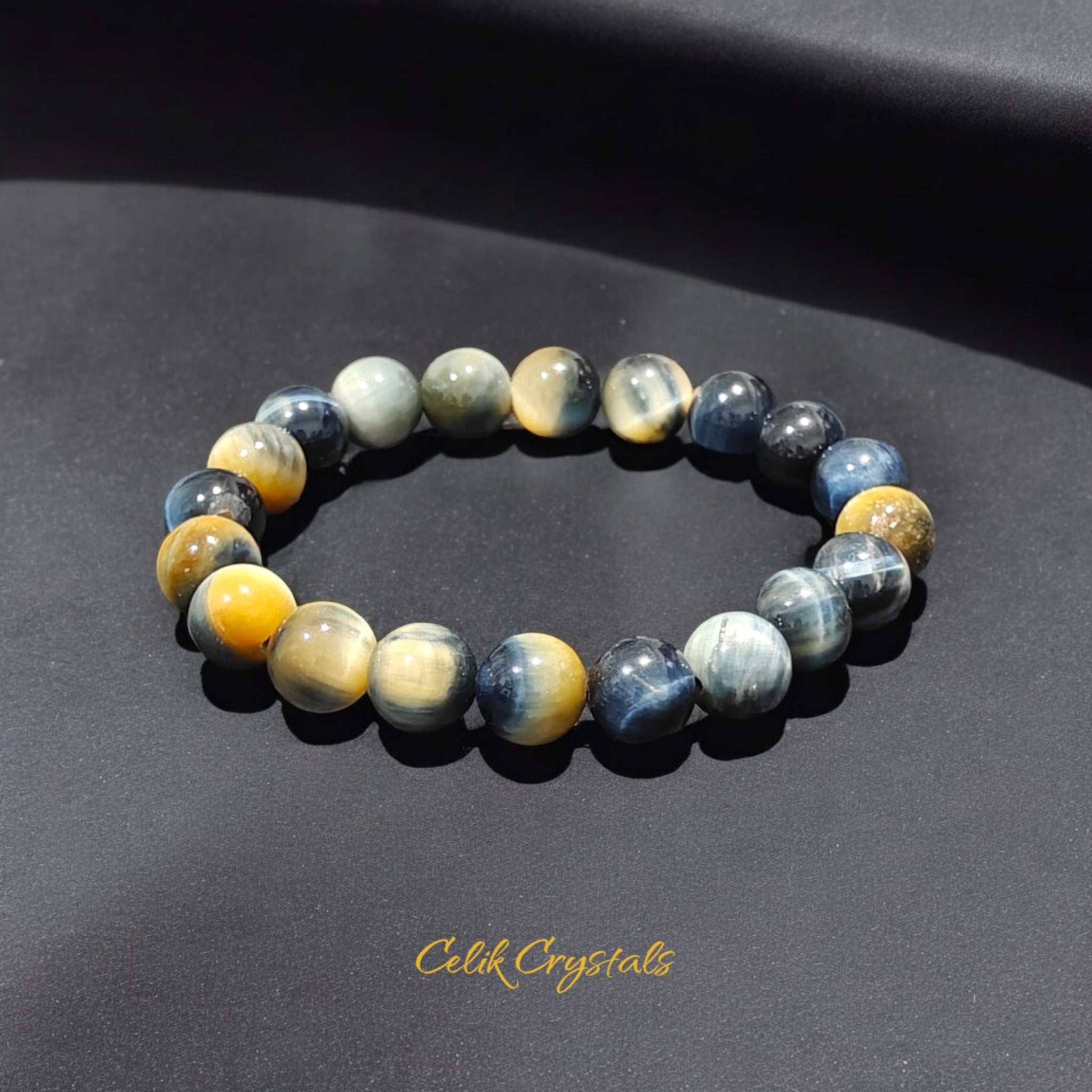 Gold Blue Tiger Eye Bracelet 