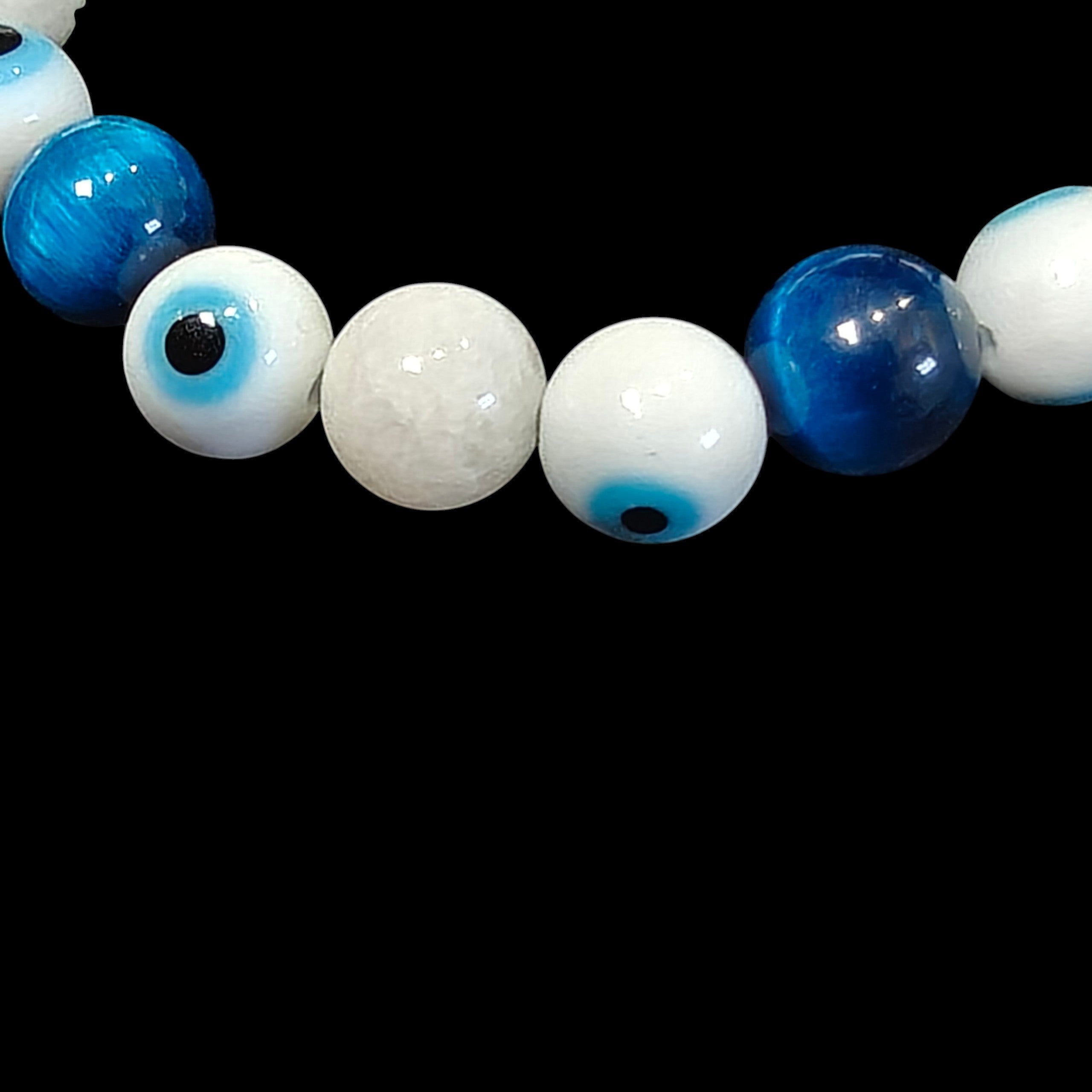 Evil Eye Bracelet - Moonstone Tiger Eye 8mm Unisex