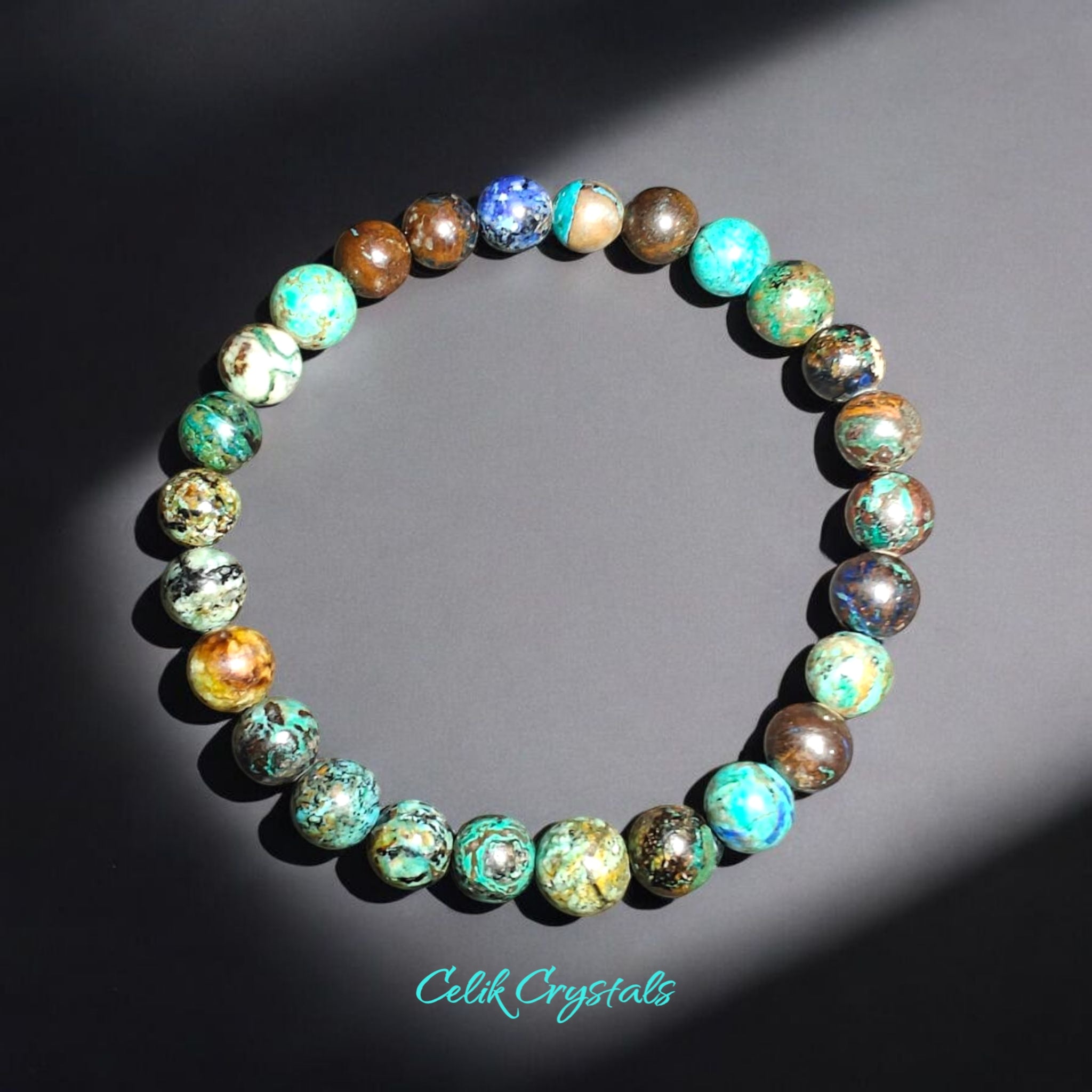 Genuine Azurite Bracelet 7-8mm Crystal Beads Authentic Stones 