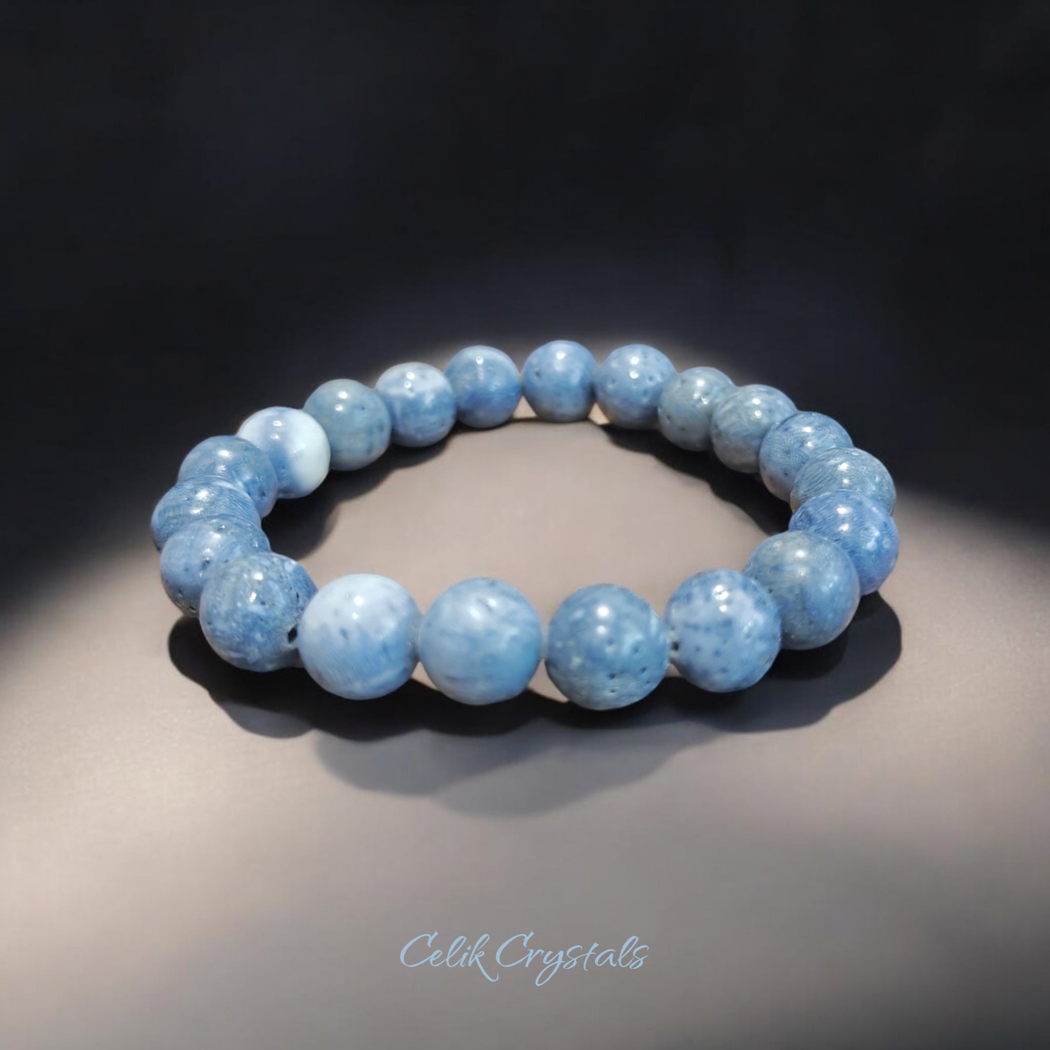 Blue Coral Bracelet Natural Stones Stretch Crystal Bead Bracelet 