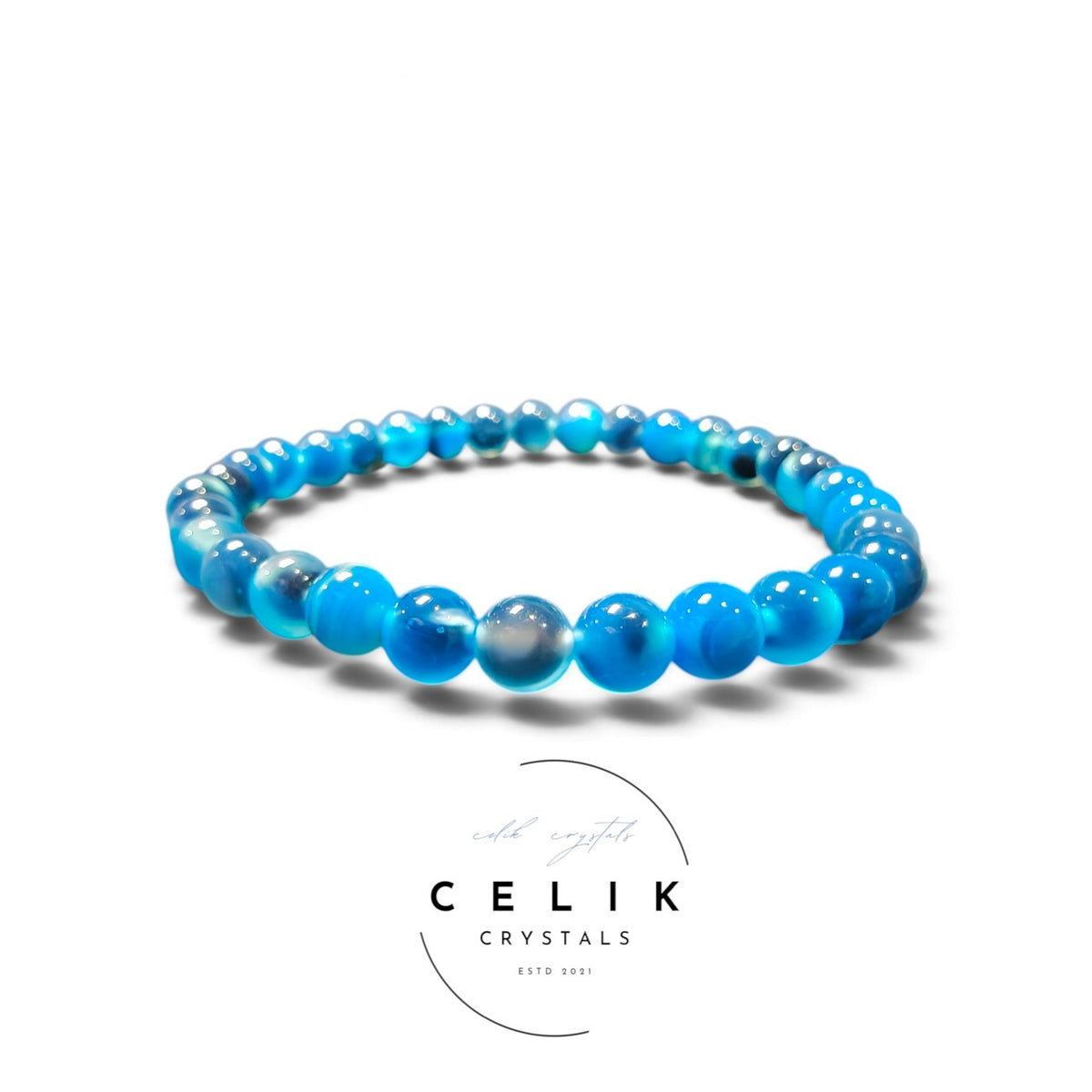 Blue Sugar Heart Agate Bracelet Unisex