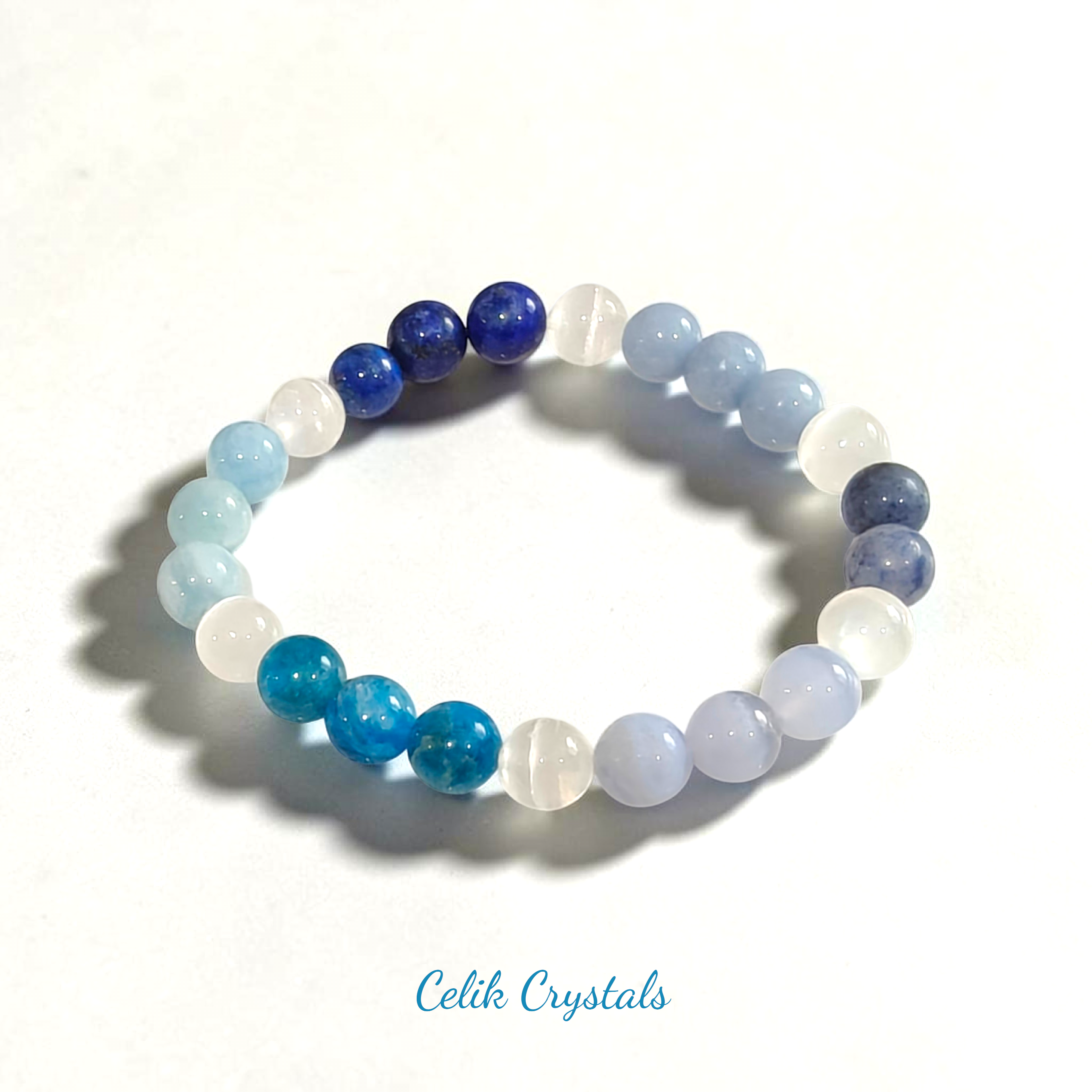 Aquamarine Blue Lace Agate Bracelet 8mm