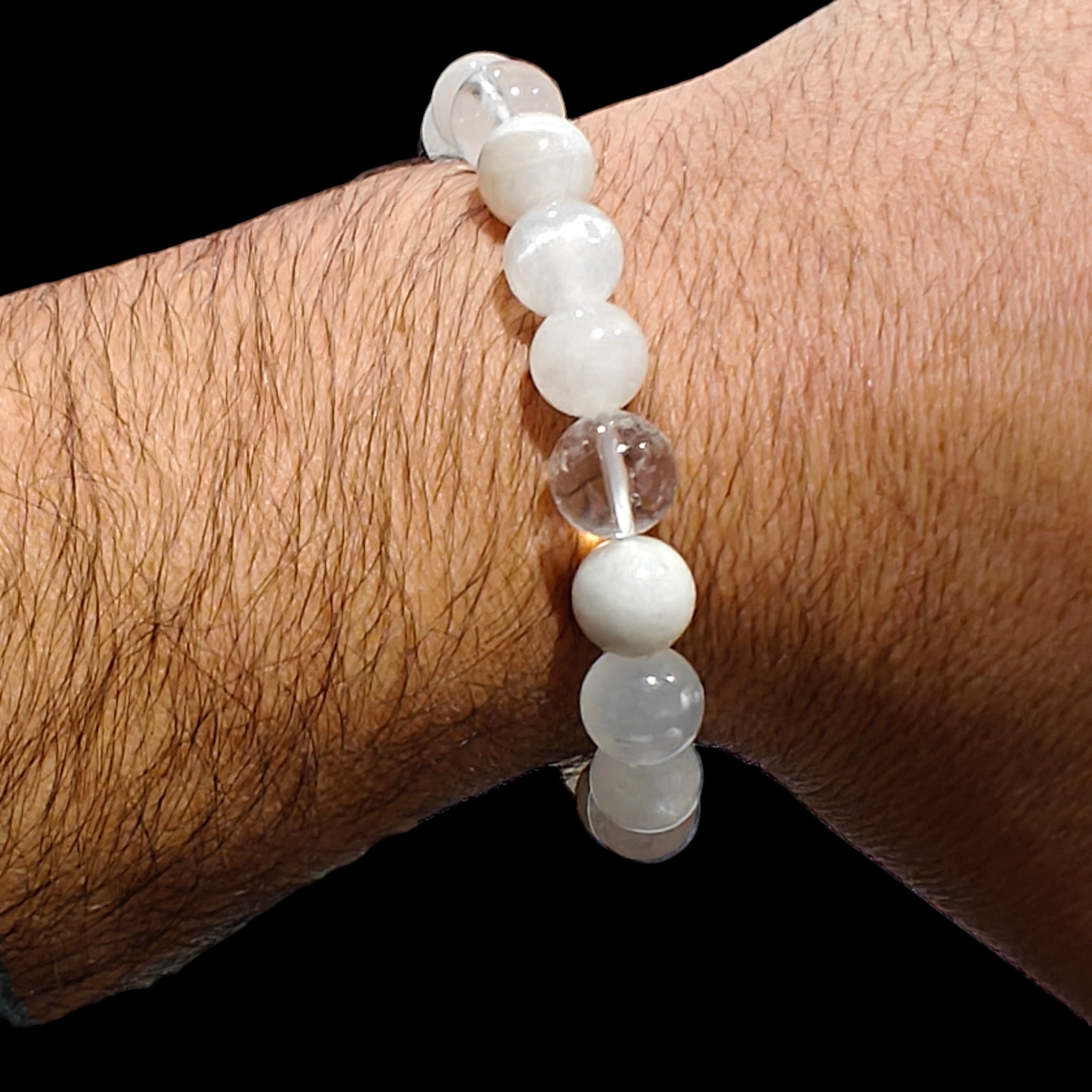 Selenite and White Quartz Bracelet Natural Stones 