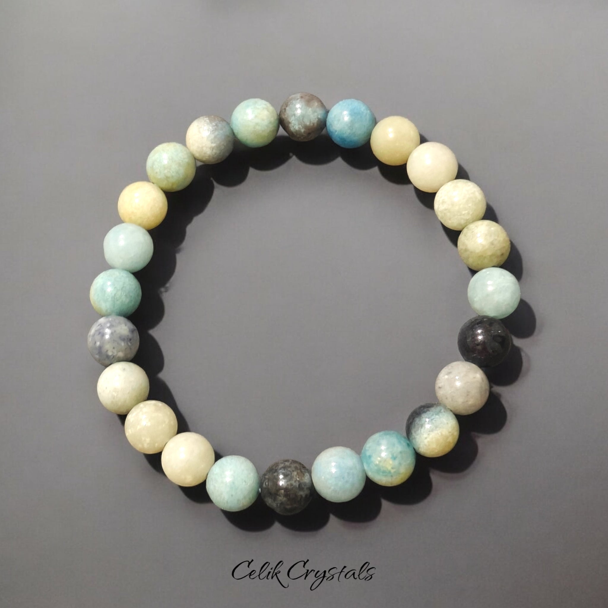 Trolleite Bracelet Natural Stones 8mm Stretches Unisex Healing Bracelet 